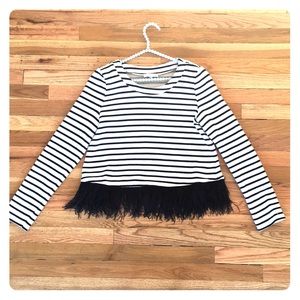 Sugar + L!ps striped with feathers sweater